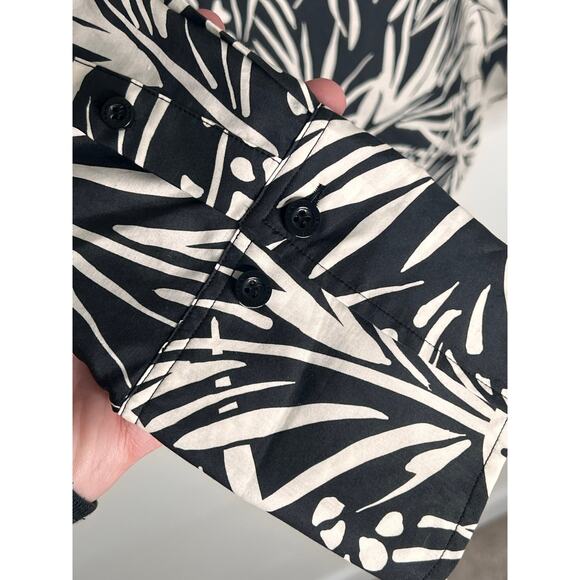 Frame The Oversized Silk-Blend Palm Button Shirt Noir Multi Women's Size Medium - Picture 5 of 10